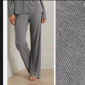 SKIMS Ribbed Lounge Pants Size 2XL Gray Straight Leg